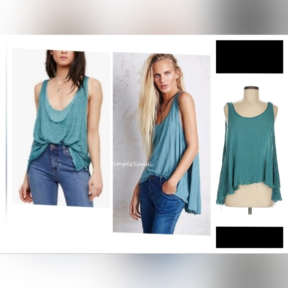 Free People : Teal Tank Top